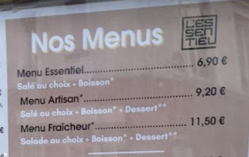 menu