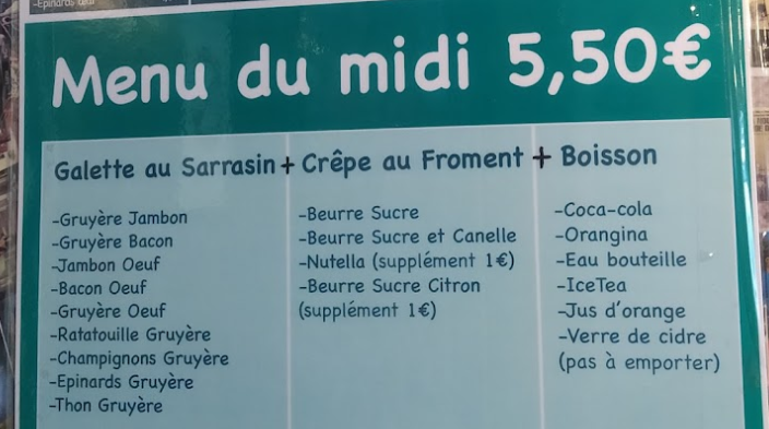 menu